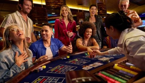pushing the button on the slot machine