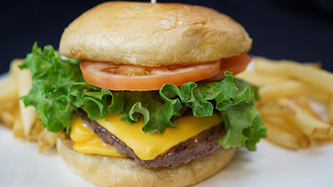 burger with fries