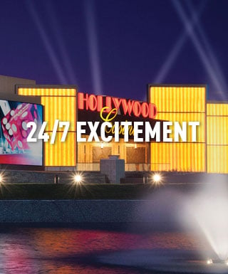 Hollywood Casino Columbus with text "24/7 excitement"
