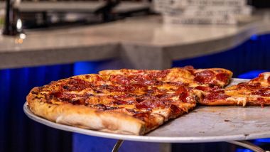 Pizza on a tray