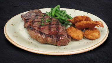 Steak and fried shrimp